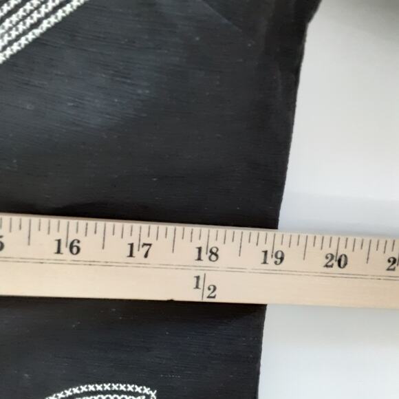 Vintage 90s Silk Blend Blazer Jacket Embroidered Floral Black Mandarin Collar L - Picture 9 of 10